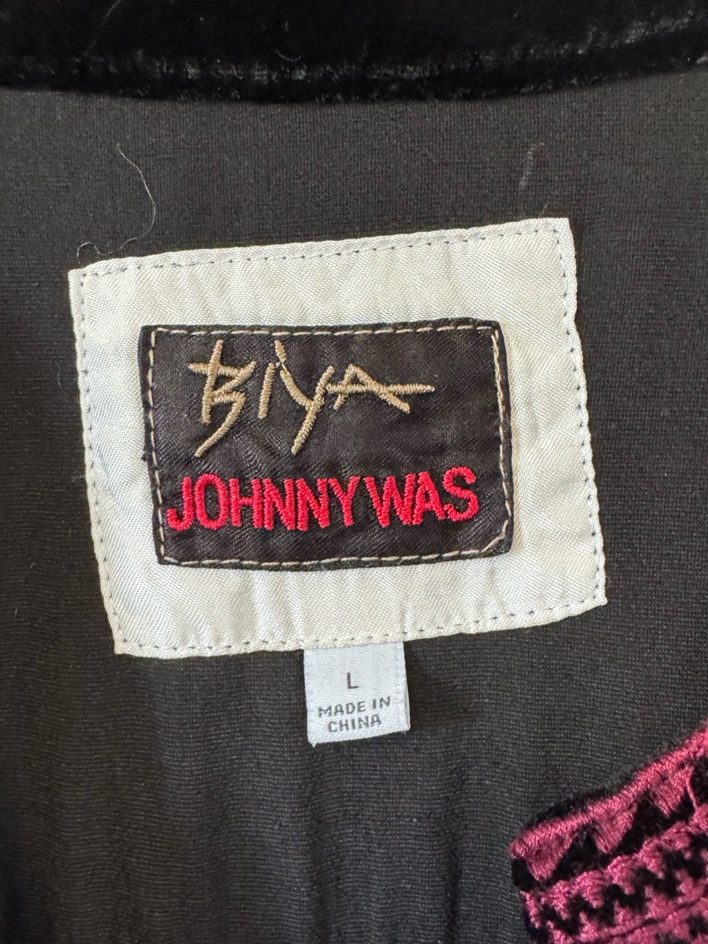 Johnny Was BIYA Jessabella Blouse Black Velvet Floral Embroidery Boho Large - Picture 3 of 10